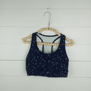 Gap Fit womens size S red white blue star design sports bra razor back, padded